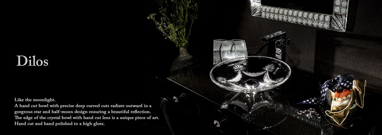 スラヴィアクリスタル：ディロス：高級洗面ボウル：高級洗面器：手洗い器：おしゃれ：美しい：クラッシック：豪華：ゴージャス：