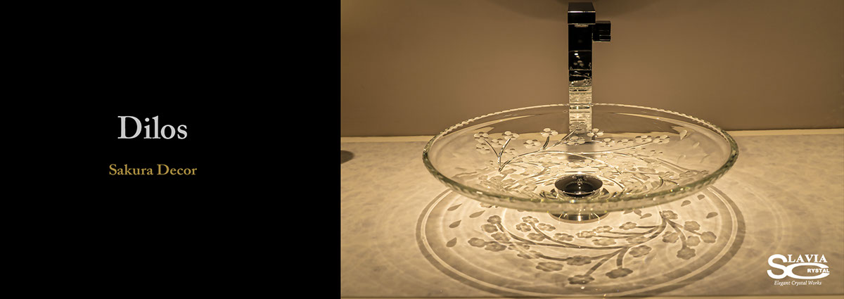 SLAVIA CRYSTAL　Dilos　SAKURA（スラヴィアクリスタル）ディロス　サクラ洗面ボウル　｜洗面器｜手洗器｜手洗いボウル｜おしゃれ｜豪華｜美しい｜ガラス｜ボウル｜最高級｜クリスタル｜