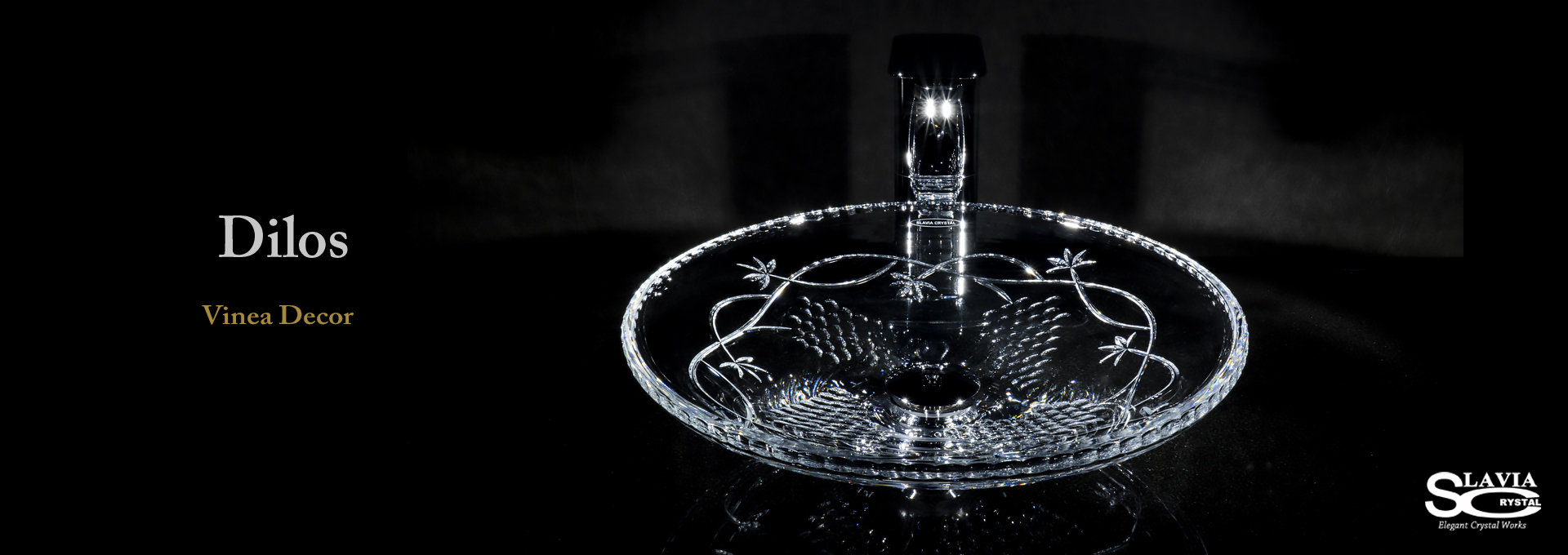SLAVIA CRYSTAL　Dilos（スラヴィアクリスタル）ディロス　ヴィネア洗面ボウル　｜洗面器｜手洗器｜手洗いボウル｜おしゃれ｜豪華｜美しい｜ガラス｜ボウル｜最高級｜クリスタル｜
