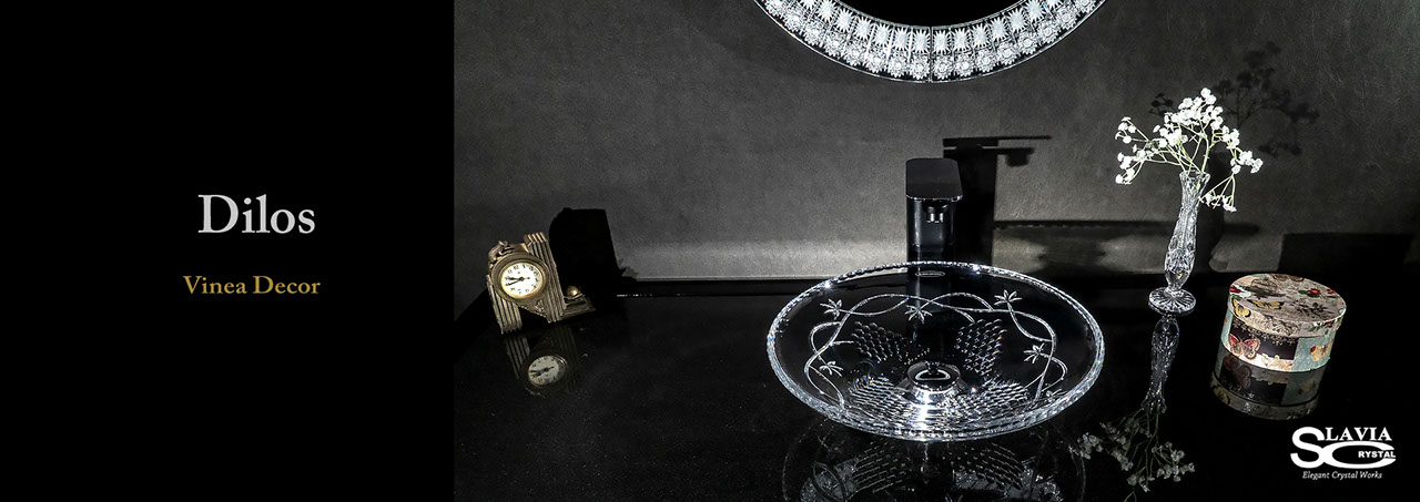 SLAVIA CRYSTAL　Dilos（スラヴィアクリスタル）ディロス　ヴィネア洗面ボウル　｜洗面器｜手洗器｜手洗いボウル｜おしゃれ｜豪華｜美しい｜ガラス｜ボウル｜最高級｜クリスタル｜