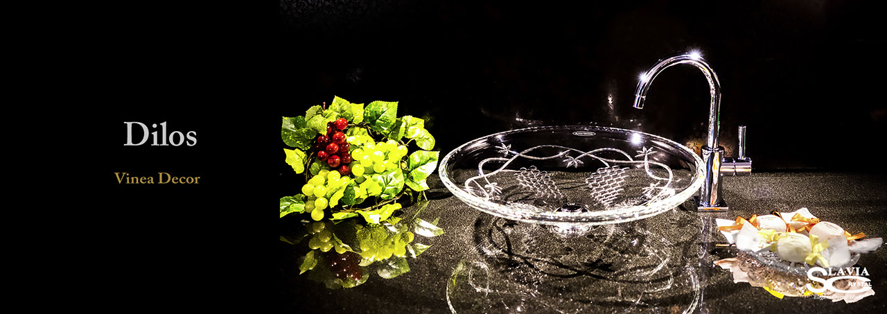 SLAVIA CRYSTAL　Dilos（スラヴィアクリスタル）ディロス　ヴィネア洗面ボウル　｜洗面器｜手洗器｜手洗いボウル｜おしゃれ｜豪華｜美しい｜ガラス｜ボウル｜最高級｜クリスタル｜