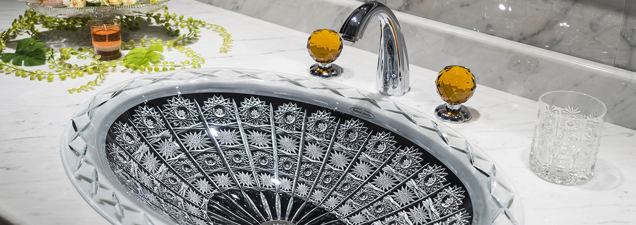 美しく豪華な洗面器：最高級の輝き：クリスタルガラス：洗面ボウル：手洗い器：洗面ボウル