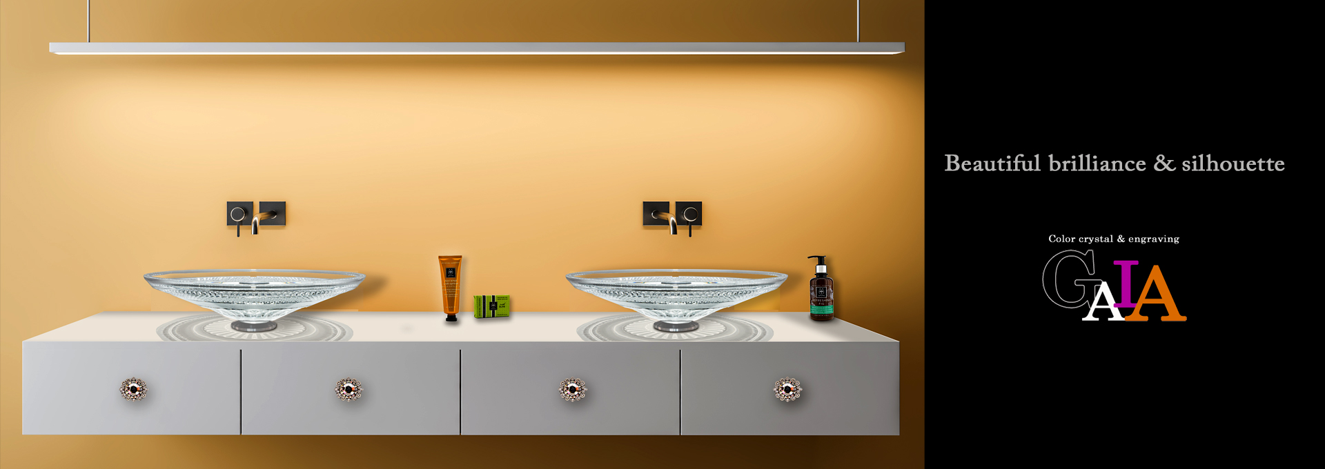 SLAVIA CRYSTAL　Dilos　GAIA  CLEAR（スラヴィアクリスタル）ディロス　ガイア　クリアーカラー洗面ボウル　｜洗面器｜手洗器｜手洗いボウル｜おしゃれ｜豪華｜美しい｜ガラス｜ボウル｜最高級｜クリスタル｜