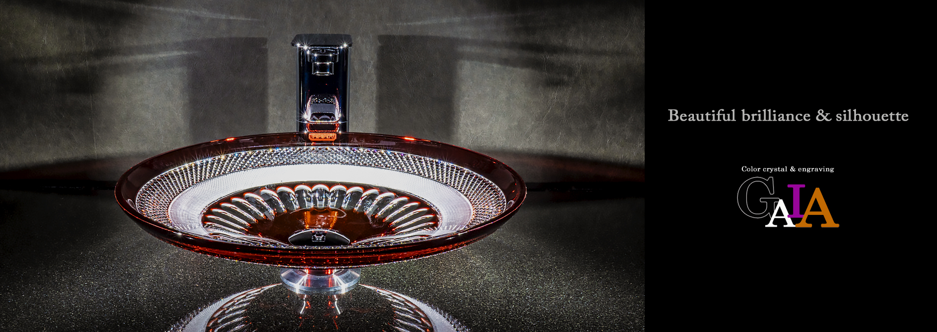 SLAVIA CRYSTAL　Dilos　GAIA  RUBIN（スラヴィアクリスタル）ディロス　ガイア　ルビンカラー洗面ボウル　｜洗面器｜手洗器｜手洗いボウル｜おしゃれ｜豪華｜美しい｜ガラス｜ボウル｜最高級｜クリスタル｜