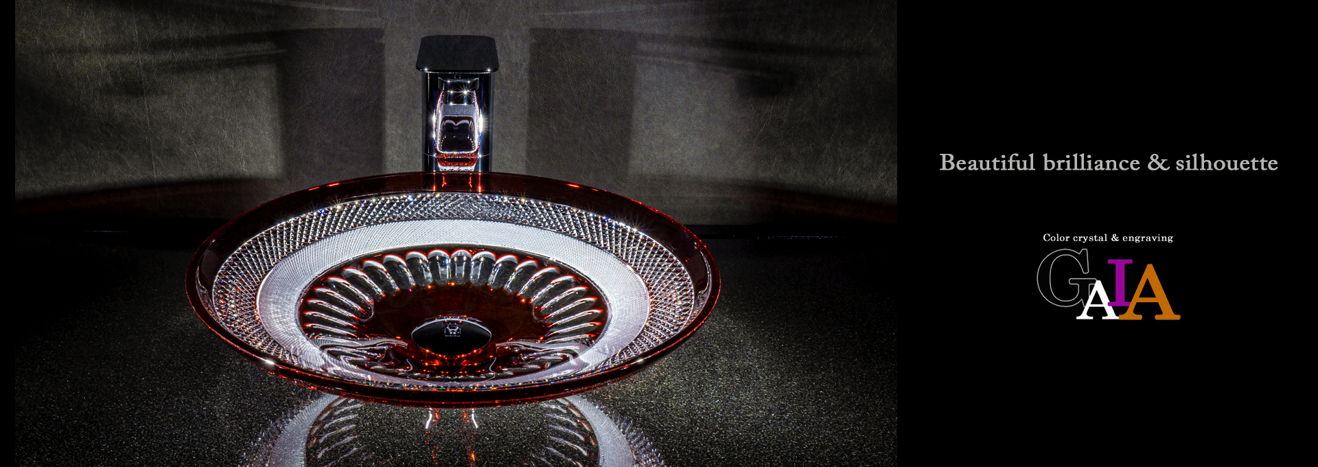 SLAVIA CRYSTAL　Dilos　GAIA  RUBIN（スラヴィアクリスタル）ディロス　ガイア　ルビンカラー洗面ボウル　｜洗面器｜手洗器｜手洗いボウル｜おしゃれ｜豪華｜美しい｜ガラス｜ボウル｜最高級｜クリスタル｜