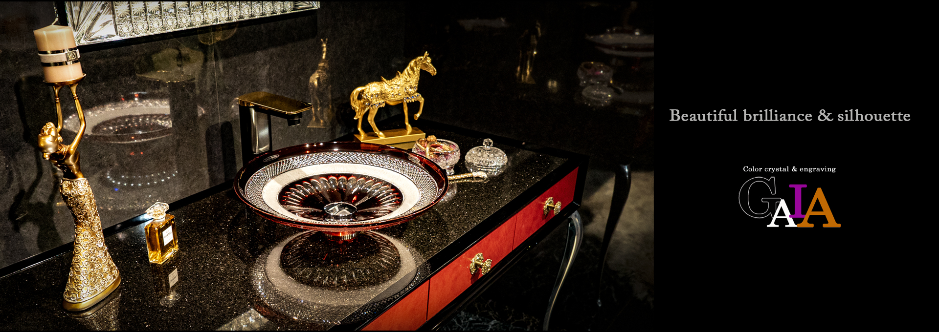 SLAVIA CRYSTAL　Dilos　GAIA  RUBIN（スラヴィアクリスタル）ディロス　ガイア　ルビンカラー洗面ボウル　｜洗面器｜手洗器｜手洗いボウル｜おしゃれ｜豪華｜美しい｜ガラス｜ボウル｜最高級｜クリスタル｜