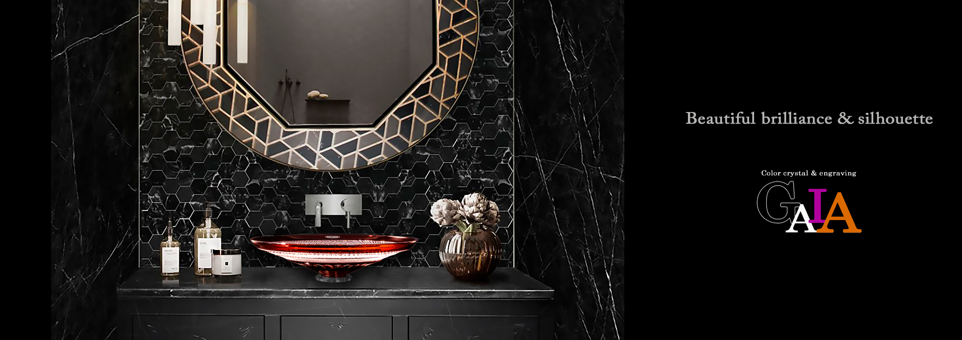 SLAVIA CRYSTAL　Dilos　GAIA  RUBIN（スラヴィアクリスタル）ディロス　ガイア　ルビンカラー洗面ボウル　｜洗面器｜手洗器｜手洗いボウル｜おしゃれ｜豪華｜美しい｜ガラス｜ボウル｜最高級｜クリスタル｜