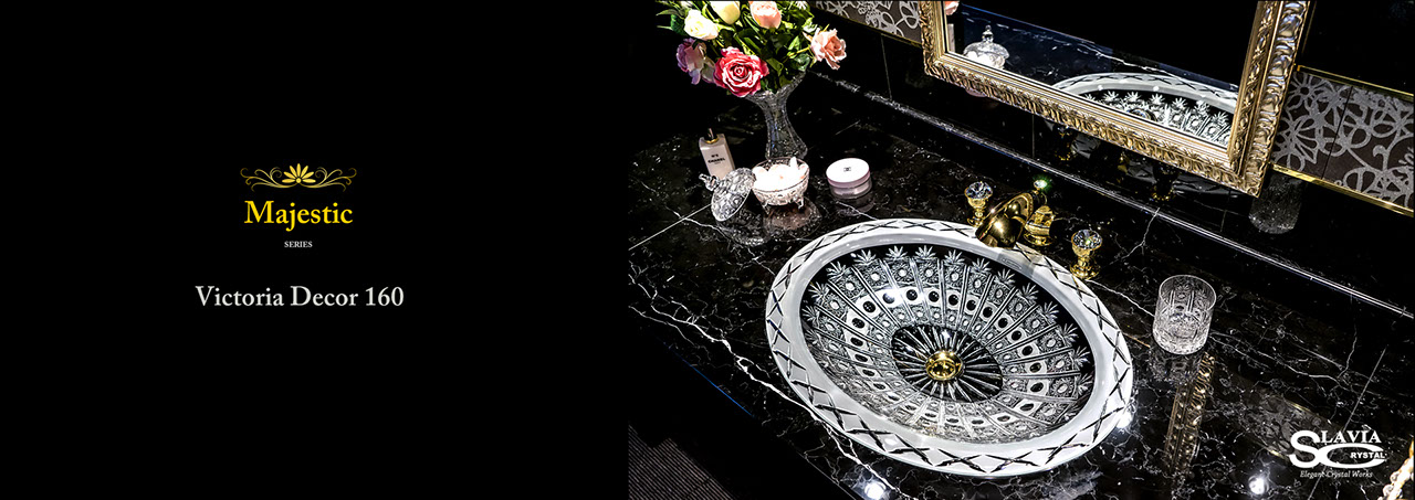 ヴィクトリア　洗面ボウル：洗面器：手洗い器：手洗器：美しい：豪華：デザイン：クリスタルガラス：おしゃれ：