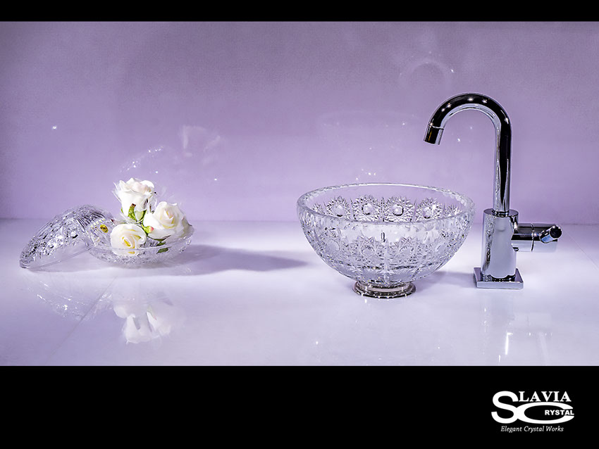 スラヴィアクリスタル　ミミ　クラッシック　エリザベス 210洗面ボウル　｜クリスタル｜ガラス｜手洗器｜手洗いボウル｜洗面器｜小型｜コンパクト｜トイレ｜玄関｜スペース｜デザイン｜おしゃれ｜豪華｜美しい｜スラビアクリスタル｜小さめ：｜