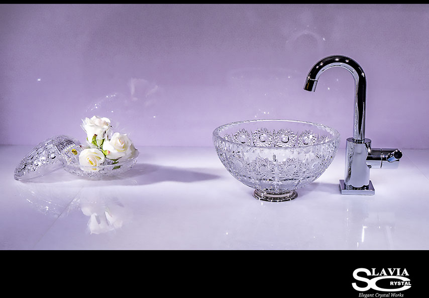スラヴィアクリスタル　ミミ　クラッシック　エリザベス 210洗面ボウル　｜クリスタル｜ガラス｜手洗器｜手洗いボウル｜洗面器｜小型｜コンパクト｜トイレ｜玄関｜スペース｜デザイン｜おしゃれ｜豪華｜美しい｜スラビアクリスタル｜小さめ：｜