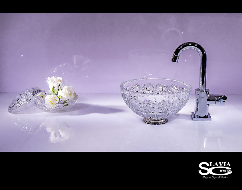 スラヴィアクリスタル　ミミ　クラッシック　エリザベス 210洗面ボウル　｜クリスタル｜ガラス｜手洗器｜手洗いボウル｜洗面器｜小型｜コンパクト｜トイレ｜玄関｜スペース｜デザイン｜おしゃれ｜豪華｜美しい｜スラビアクリスタル｜小さめ：｜