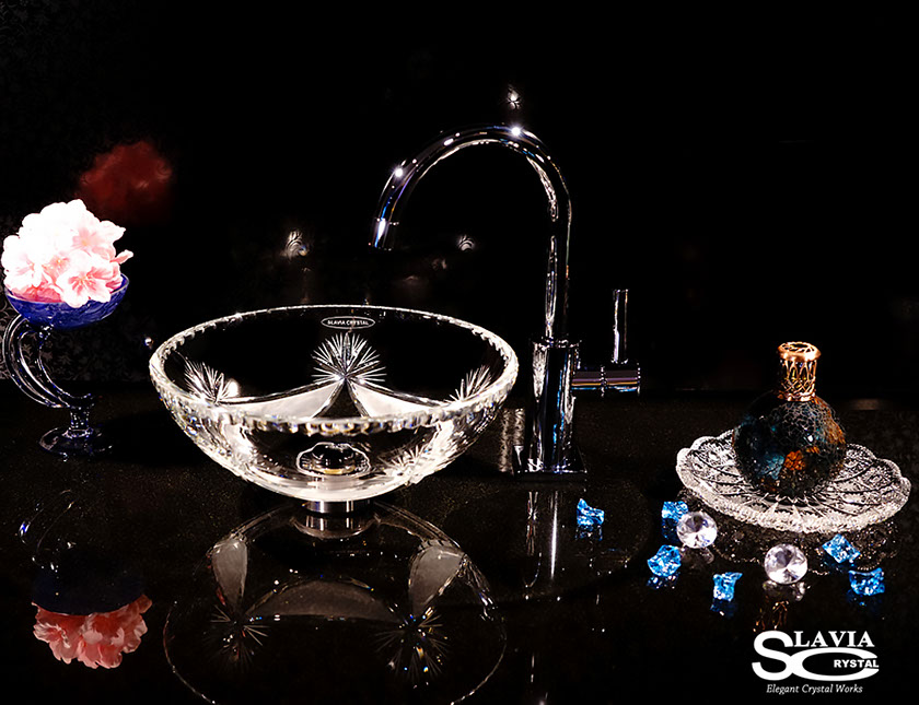 スラヴィアクリスタル　ミミ　クラッシック　ディロス洗面ボウル　｜クリスタル｜ガラス｜手洗器｜手洗いボウル｜洗面器｜小型｜コンパクト｜トイレ｜玄関｜スペース｜デザイン｜おしゃれ｜豪華｜美しい｜スラビアクリスタル｜小型｜