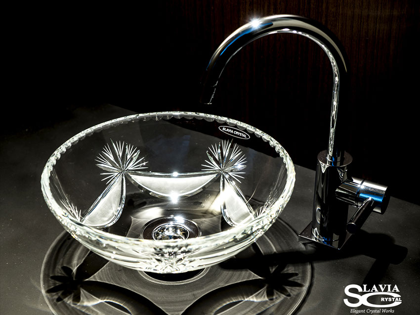 スラヴィアクリスタル　ミミ　クラッシック　ディロス洗面ボウル　｜クリスタル｜ガラス｜手洗器｜手洗いボウル｜洗面器｜小型｜コンパクト｜トイレ｜玄関｜スペース｜デザイン｜おしゃれ｜豪華｜美しい｜スラビアクリスタル｜小型｜