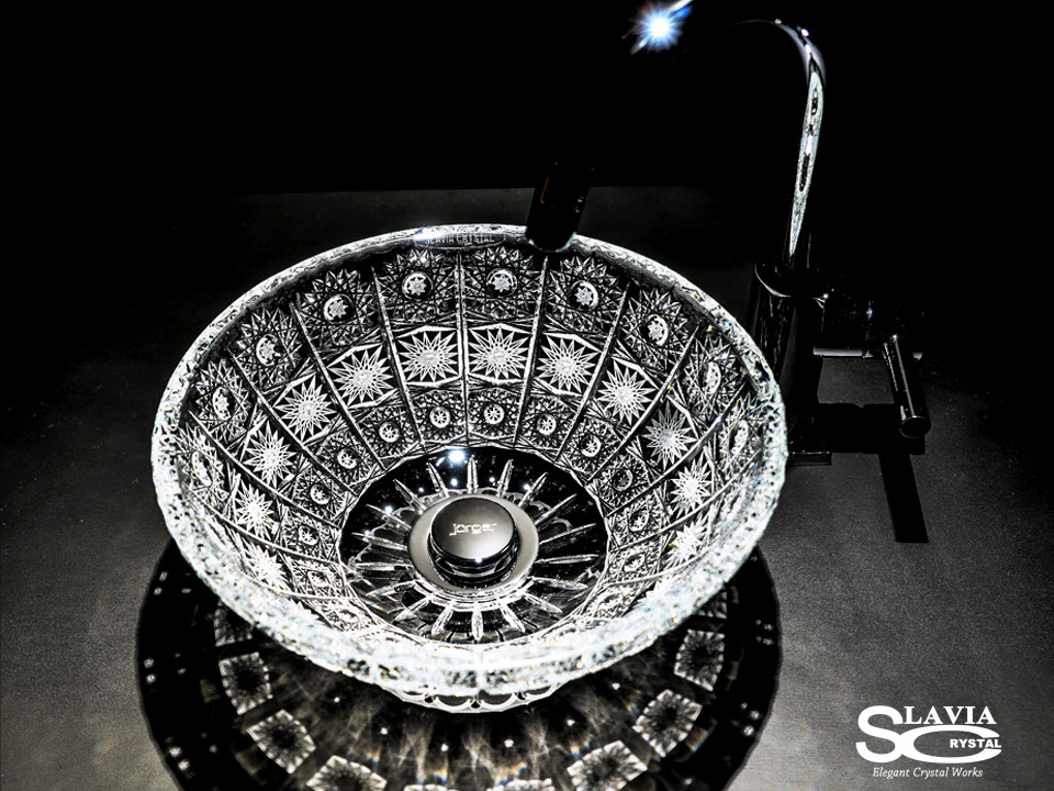 スラヴィアクリスタル　ミミ　クラッシック　エリザベス洗面ボウル　｜クリスタル｜ガラス｜手洗器｜手洗いボウル｜洗面器｜小型｜コンパクト｜トイレ｜玄関｜スペース｜デザイン｜おしゃれ｜豪華｜美しい｜スラビアクリスタル｜ビクトリア｜