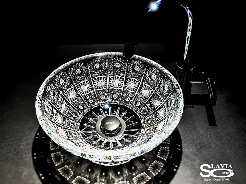 スラヴィアクリスタル　ミミ　クラッシック　エリザベス洗面ボウル　｜クリスタル｜ガラス｜手洗器｜手洗いボウル｜洗面器｜小型｜コンパクト｜トイレ｜玄関｜スペース｜デザイン｜おしゃれ｜豪華｜美しい｜スラビアクリスタル｜ビクトリア｜