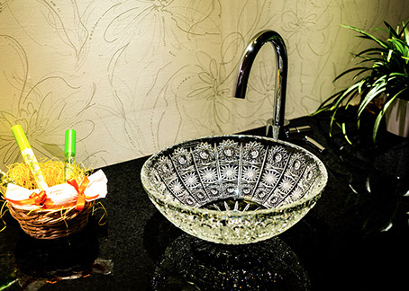 スラヴィアクリスタル　ミミ　クラッシック　エリザベス洗面ボウル　｜クリスタル｜ガラス｜手洗器｜手洗いボウル｜洗面器｜小型｜コンパクト｜トイレ｜玄関｜スペース｜デザイン｜おしゃれ｜豪華｜美しい｜スラビアクリスタル｜エリザベス｜