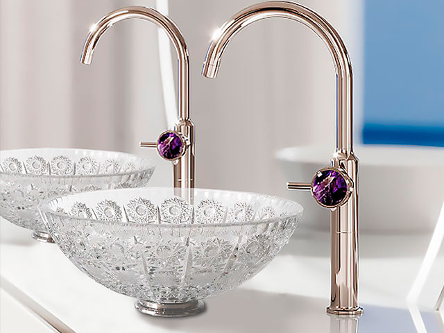 スラヴィアクリスタル　ミミ　クラッシック　エリザベス洗面ボウル　｜クリスタル｜ガラス｜手洗器｜手洗いボウル｜洗面器｜小型｜コンパクト｜トイレ｜玄関｜スペース｜デザイン｜おしゃれ｜豪華｜美しい｜スラビアクリスタル｜エリザベス｜