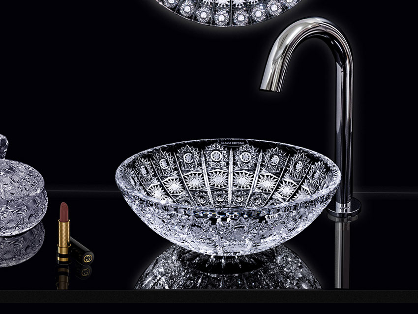 スラヴィアクリスタル　ミミ　クラッシック　エリザベス洗面ボウル　｜クリスタル｜ガラス｜手洗器｜手洗いボウル｜洗面器｜小型｜コンパクト｜トイレ｜玄関｜スペース｜デザイン｜おしゃれ｜豪華｜美しい｜スラビアクリスタル｜エリザベス｜