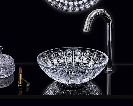 スラヴィアクリスタル　ミミ　クラッシック　エリザベス洗面ボウル　｜クリスタル｜ガラス｜手洗器｜手洗いボウル｜洗面器｜小型｜コンパクト｜トイレ｜玄関｜スペース｜デザイン｜おしゃれ｜豪華｜美しい｜スラビアクリスタル｜エリザベス｜