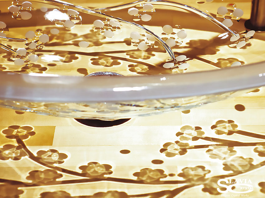 スラヴィアクリスタル　ミミ　クラッシック　サクラ洗面ボウル　｜クリスタル｜ガラス｜手洗器｜手洗いボウル｜洗面器｜小型｜コンパクト｜トイレ｜玄関｜スペース｜デザイン｜おしゃれ｜豪華｜美しい｜スラビアクリスタル｜小さめ：｜