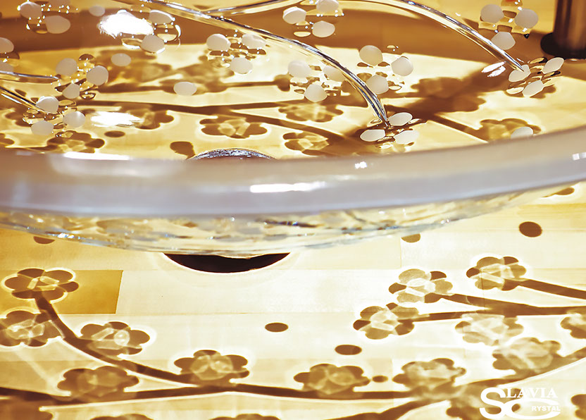 スラヴィアクリスタル　ミミ　クラッシック　サクラ洗面ボウル　｜クリスタル｜ガラス｜手洗器｜手洗いボウル｜洗面器｜小型｜コンパクト｜トイレ｜玄関｜スペース｜デザイン｜おしゃれ｜豪華｜美しい｜スラビアクリスタル｜小さめ：｜