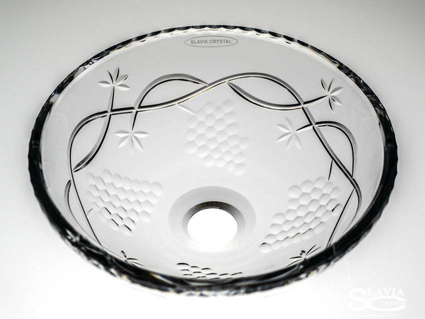 スラヴィアクリスタル　ミミ　クラッシック　ヴィネア洗面ボウル　｜クリスタル｜ガラス｜手洗器｜手洗いボウル｜洗面器｜小型｜コンパクト｜トイレ｜玄関｜スペース｜デザイン｜おしゃれ｜豪華｜美しい｜スラビアクリスタル｜小さめ：｜