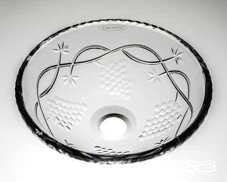 スラヴィアクリスタル　ミミ　クラッシック　ヴィネア洗面ボウル　｜クリスタル｜ガラス｜手洗器｜手洗いボウル｜洗面器｜小型｜コンパクト｜トイレ｜玄関｜スペース｜デザイン｜おしゃれ｜豪華｜美しい｜スラビアクリスタル｜小さめ：｜