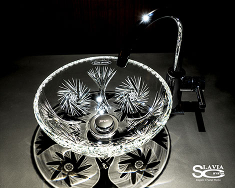 スラヴィアクリスタル　ミミ　クラッシック　ヴィエラ洗面ボウル　｜クリスタル｜ガラス｜手洗器｜手洗いボウル｜洗面器｜小型｜コンパクト｜トイレ｜玄関｜スペース｜デザイン｜おしゃれ｜豪華｜美しい｜スラビアクリスタル｜小さめ：｜