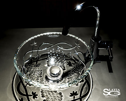 スラヴィアクリスタル　ミミ　クラッシック　ヴィネア洗面ボウル　｜クリスタル｜ガラス｜手洗器｜手洗いボウル｜洗面器｜小型｜コンパクト｜トイレ｜玄関｜スペース｜デザイン｜おしゃれ｜豪華｜美しい｜スラビアクリスタル｜小さめ：｜