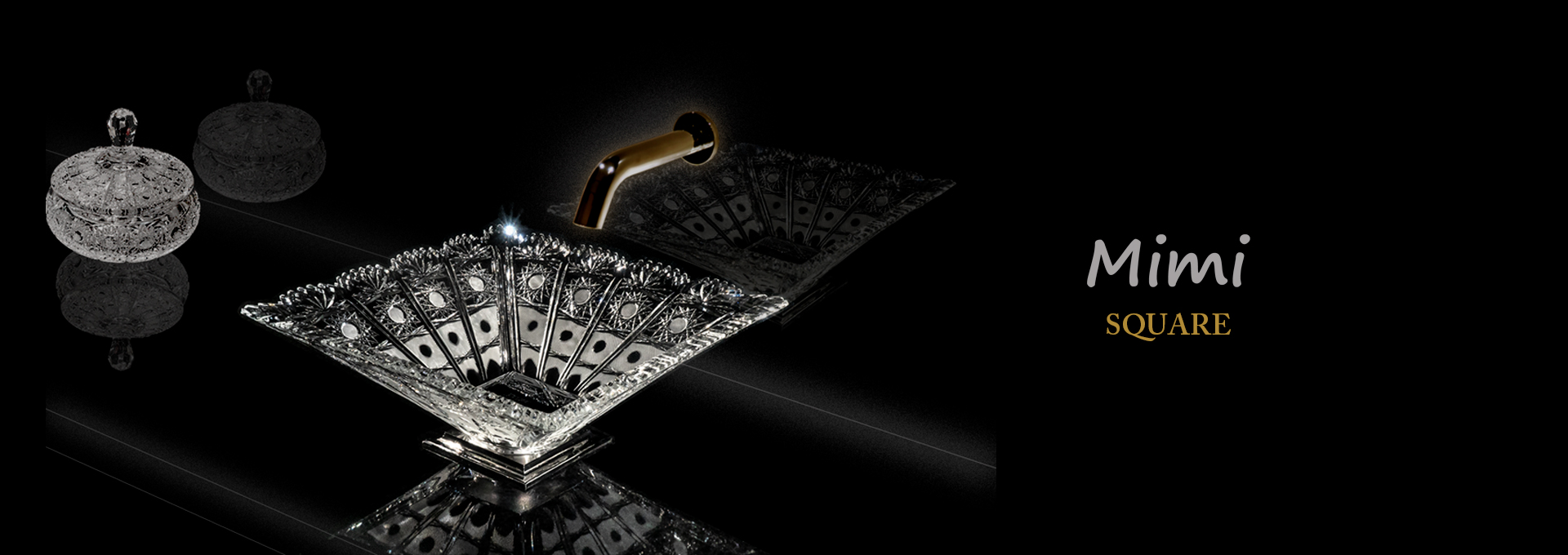 スラヴィアクリスタル　ミミ　スクエアーシリーズ洗面ボウル　｜クリスタル｜ガラス｜手洗器｜手洗いボウル｜洗面器｜小型｜コンパクト｜トイレ｜玄関｜スペース｜デザイン｜おしゃれ｜豪華｜美しい｜スラビアクリスタル｜小さめ：｜