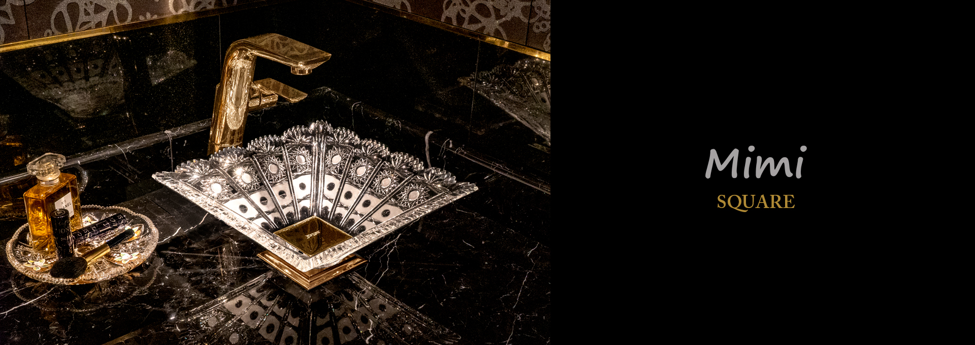 スラヴィアクリスタル　ミミ　スクエアーシリーズ洗面ボウル　｜クリスタル｜ガラス｜手洗器｜手洗いボウル｜洗面器｜小型｜コンパクト｜トイレ｜玄関｜スペース｜デザイン｜おしゃれ｜豪華｜美しい｜スラビアクリスタル｜小さめ：｜