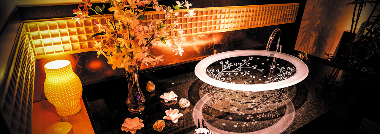 スラヴィアクリスタル：サクラ洗面ボウル：洗面器：手洗い器：手洗いボウル：最高級：美しい：おしゃれ：豪華：