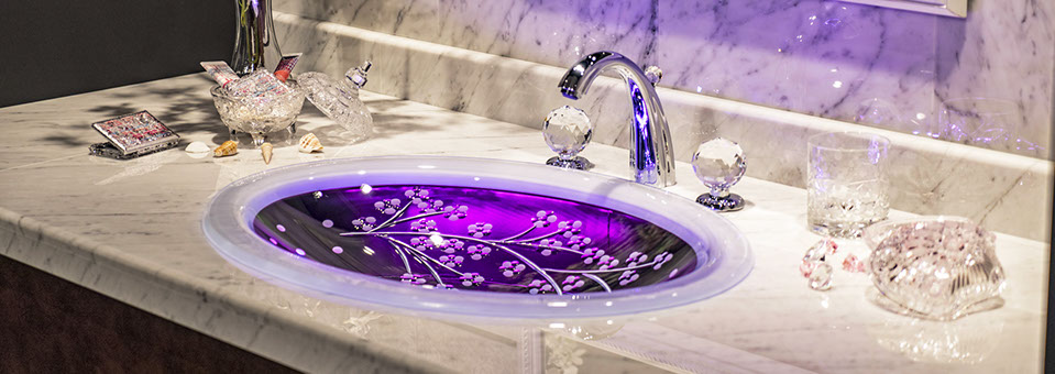 スラヴィアクリスタル：サクラ洗面ボウル：洗面器：手洗い器：手洗いボウル：最高級：美しい：おしゃれ：豪華：