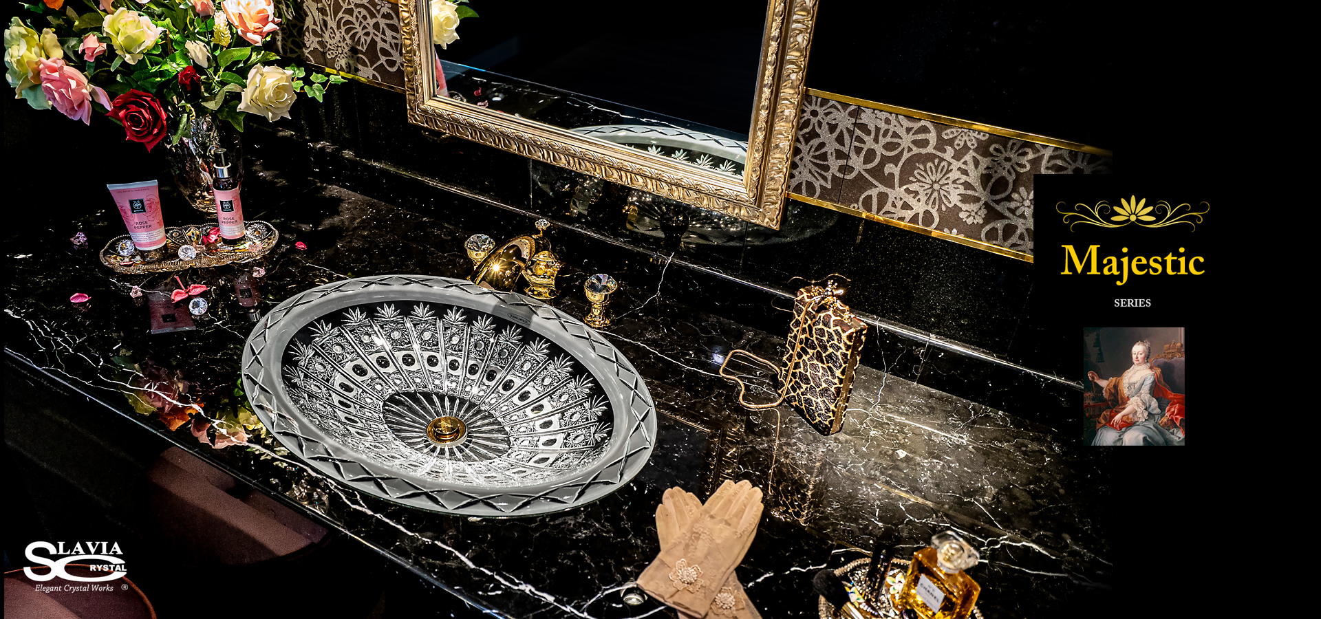 SLAVIA CRYSTAL MAJESTIC スラヴィアクリスタル マジェスティック クリスタル洗面ボウル:洗面器: