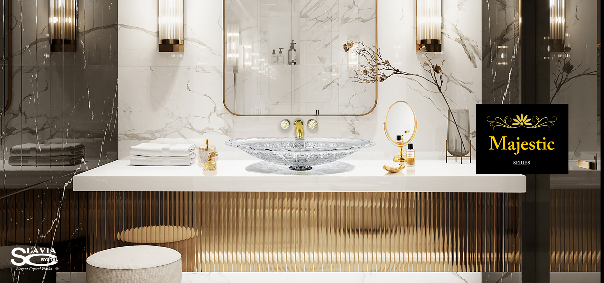 SLAVIA CRYSTAL MAJESTIC スラヴィアクリスタル マジェスティック クリスタル洗面ボウル:洗面器: