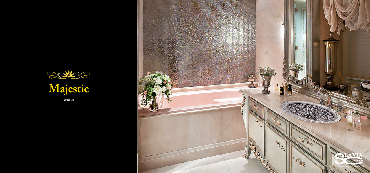 スラヴィアクリスタル　マジェスティック　クリスタル洗面ボウル：洗面器：