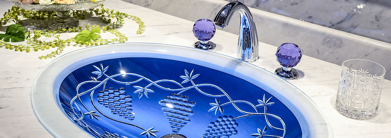 スラヴィアクリスタル：ヴィネア洗面ボウル：洗面器：手洗い器：手洗いボウル：最高級：美しい：おしゃれ：豪華：