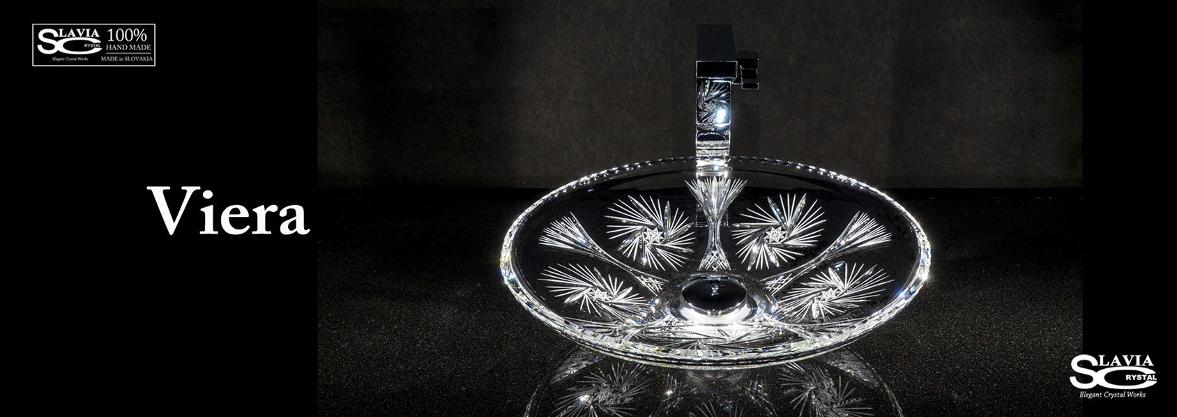 SLAVIA CRYSTAL　Dilos（スラヴィアクリスタル）ディロス　ヴィエラ洗面ボウル　｜洗面器｜手洗器｜手洗いボウル｜おしゃれ｜豪華｜美しい｜ガラス｜ボウル｜最高級｜クリスタル｜