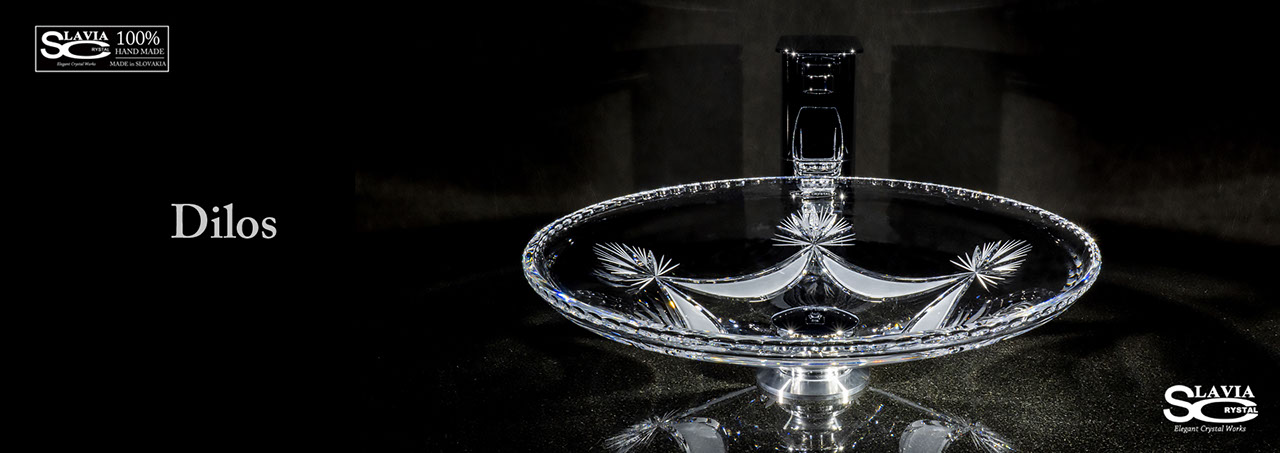 スラヴィアクリスタル：ディロス：高級洗面ボウル：高級洗面器：手洗い器：おしゃれ：美しい：クラッシック：豪華：ゴージャス：