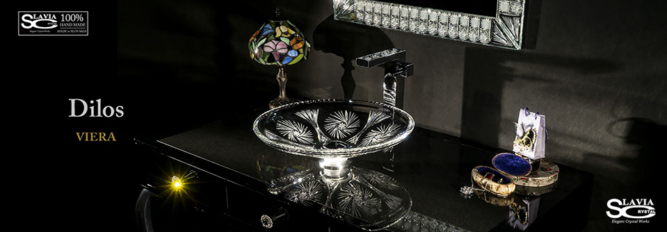SLAVIA CRYSTAL　Dilos（スラヴィアクリスタル）ディロス　ヴィエラ洗面ボウル　｜洗面器｜手洗器｜手洗いボウル｜おしゃれ｜豪華｜美しい｜ガラス｜ボウル｜最高級｜クリスタル｜