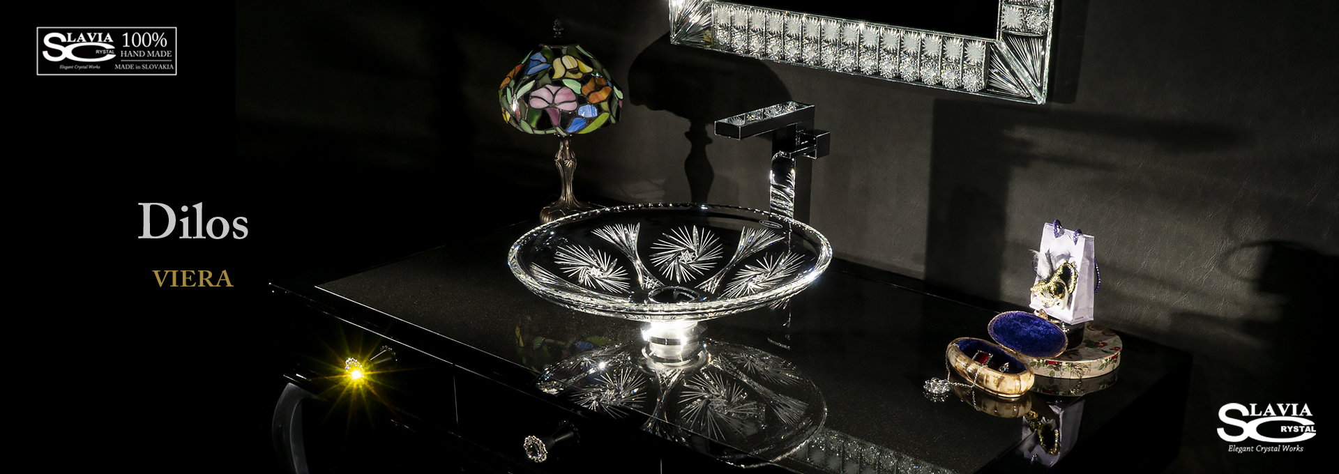 SLAVIA CRYSTAL　Dilos（スラヴィアクリスタル）ディロス　ヴィエラ洗面ボウル　｜洗面器｜手洗器｜手洗いボウル｜おしゃれ｜豪華｜美しい｜ガラス｜ボウル｜最高級｜クリスタル｜