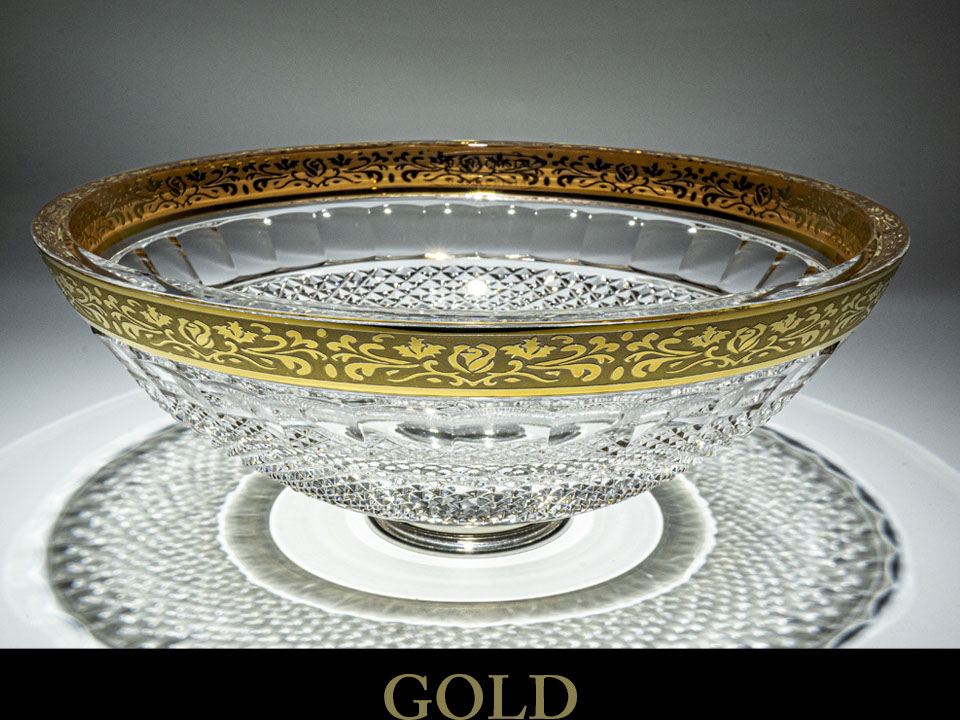 スラヴィアクリスタル　ミミ　エンパイアーゴールド　クリスタル洗面ボウル　｜クリスタル｜ガラス｜手洗器｜手洗いボウル｜洗面器｜小型｜コンパクト｜トイレ｜玄関｜スペース｜デザイン｜おしゃれ｜豪華｜美しい｜スラビアクリスタル｜小さめ｜