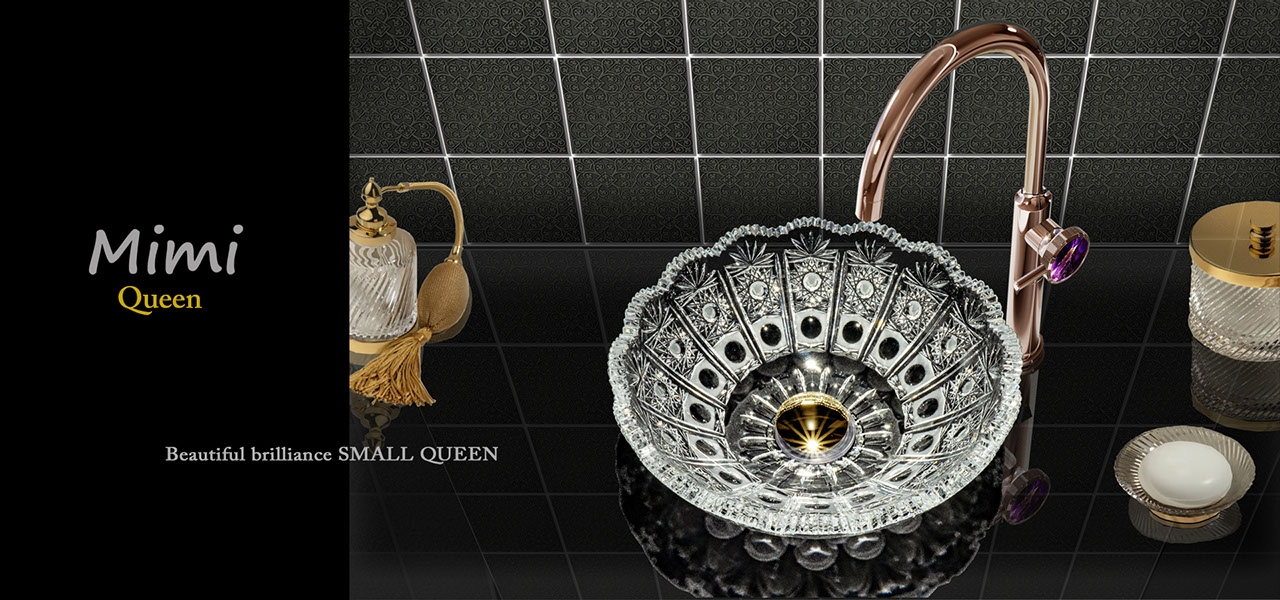 スラヴィアクリスタル ミミ シリーズ クイーンモデル洗面ボウル：手洗い器：手洗いボウル：おしゃれ：美しい：小さめ：小型：トイレ：小スペース：デザイン：豪華：高級：ブランド：小さめ：円形：置き型：